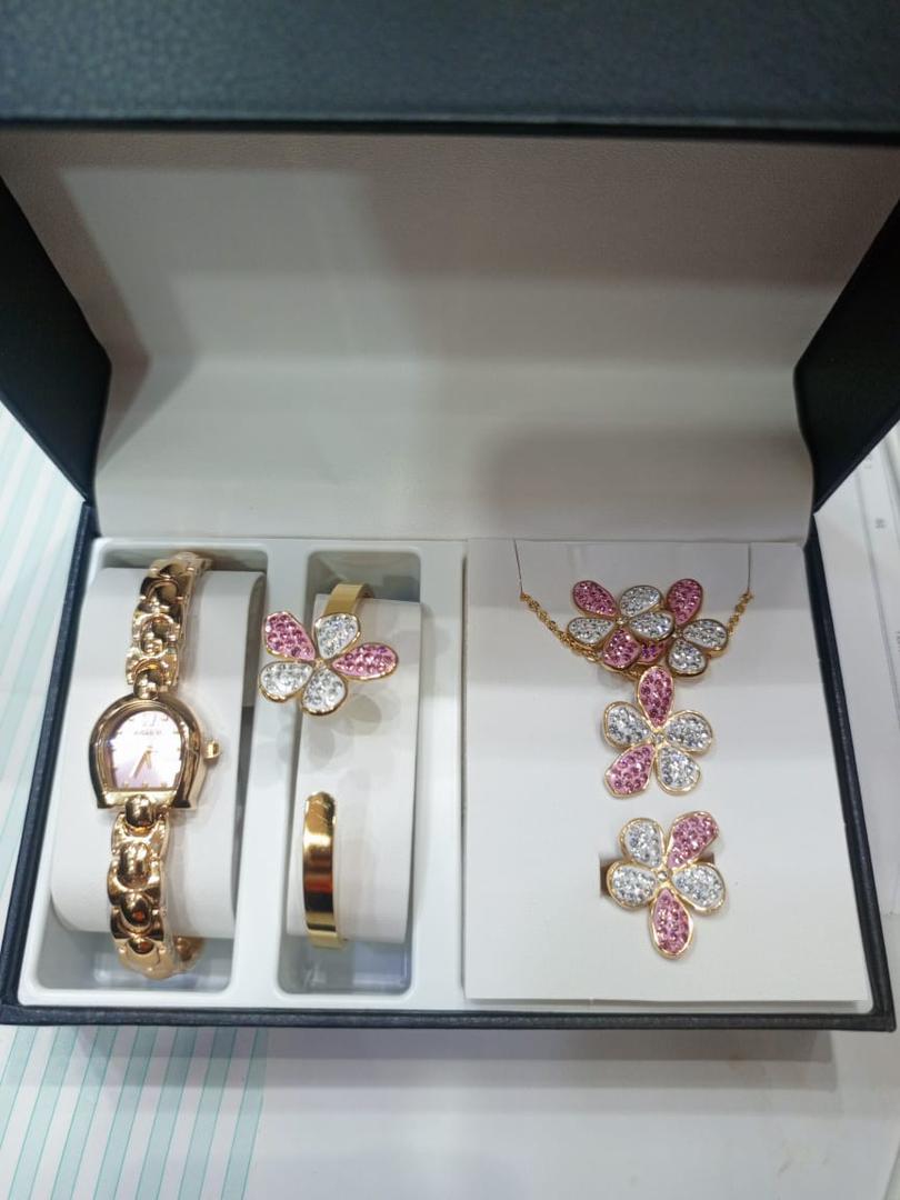 Ensemble Coffret Bijoux ( Chaîne Et Montre ) Or Plaqué